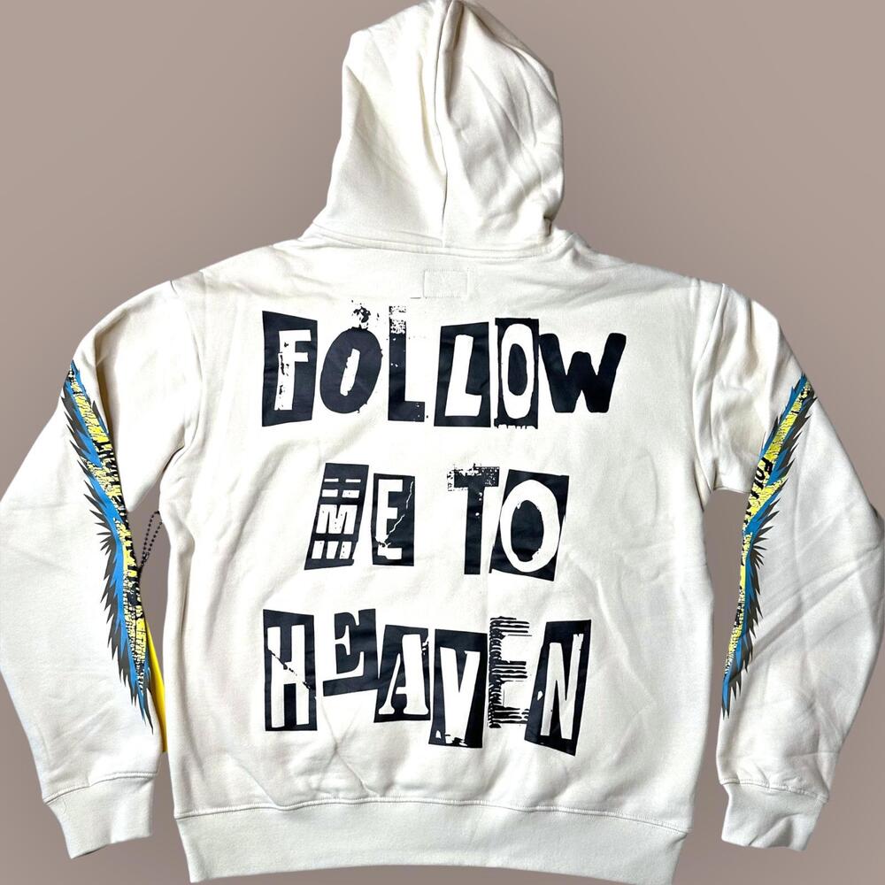 NWT GFTD LA Follow Me to Heaven Pullover Hoodie Cream Mens M